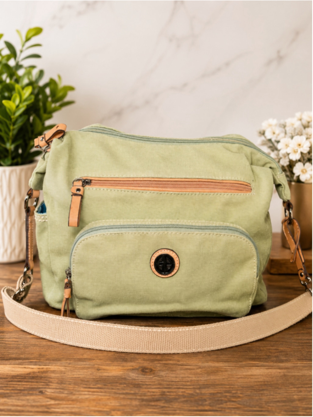 Giani Bernini Crossbody Bag Green Beige